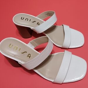 UNISA YARA3 Women's Cream Double Strap Heeled   Sandals - 9M